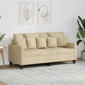 Sofa, 2-osobowa kremowa, 140 cm, tapicerowana tkaninÄ