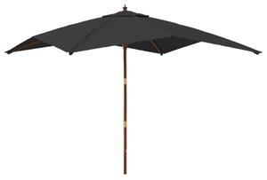 Parasol ogrodowy na drewnianym słupku, czarny, 300x300x273 cm
