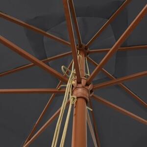 Parasol ogrodowy na drewnianym słupku, czarny, 300x300x273 cm