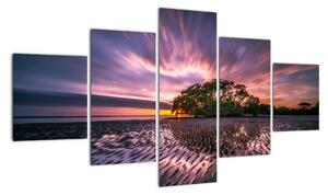 Obraz plaży o zachodzie słońca (125x70 cm)