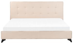 Nowoczesne łóżko tapicerowane stelaż 180 x 200 cm pikowane beżowe Ambassador Beliani
