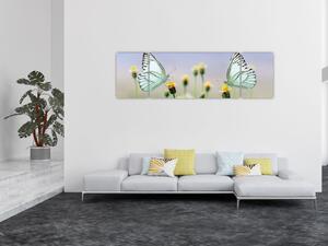 Obraz motyli na kwiatku (170x50 cm)