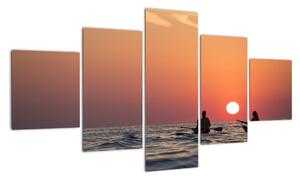 Obraz kajakarzy o zachodzie słońca (125x70 cm)