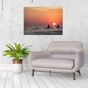 Obraz kajakarzy o zachodzie słońca (70x50 cm)
