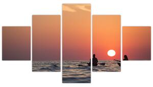 Obraz kajakarzy o zachodzie słońca (125x70 cm)