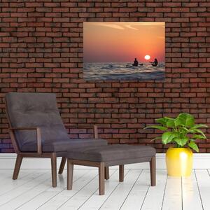 Obraz kajakarzy o zachodzie słońca (70x50 cm)