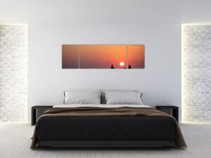 Obraz kajakarzy o zachodzie słońca (170x50 cm)