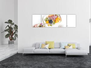 Obraz talerzy z owocami na stole (170x50 cm)