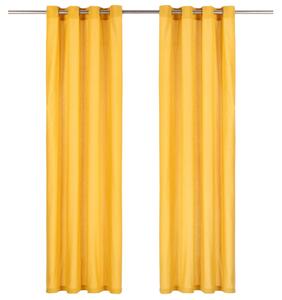 Zasłony, metalowe kółka, 2 szt., bawełna, 140x175 cm, żółte