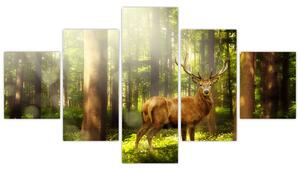 Obraz jelenia w lesie (125x70 cm)