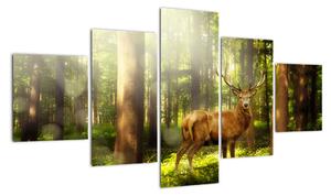 Obraz jelenia w lesie (125x70 cm)