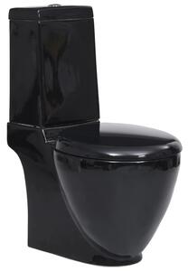 Ceramiczna toaleta ze spłuczką, okrągła, odpływ pionowy, czarna