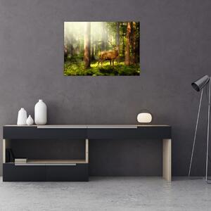 Obraz jelenia w lesie (70x50 cm)