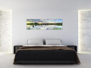 Obraz jeziora z trzcinami (170x50 cm)