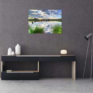 Obraz jeziora z trzcinami (70x50 cm)