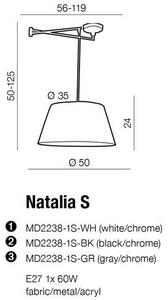 Kuchenna lampa wisząca Natalia nad wyspę chrom szara - szary || chrom