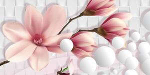 Obraz magnolia z elementami abstrakcyjnymi