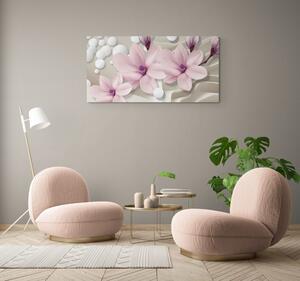 Obraz magnolia na abstrakcyjnym tle