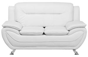 Sofa dwuosobowa ze sztucznej skóry do salonu biała nowoczesna Leira Beliani