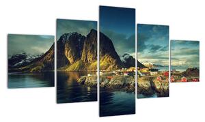 Obraz wioski rybackiej w Norwegii (125x70 cm)