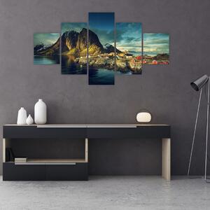 Obraz wioski rybackiej w Norwegii (125x70 cm)