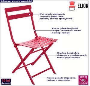 Czerwone krzesło ogrodowe ze stali - Tuvo 3X