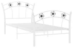 Rama łóżka z motywem piłki nożnej, biała, metalowa, 90x200 cm