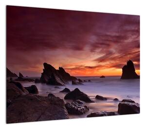 Obraz zachodu słońca na wybrzeżu (70x50 cm)