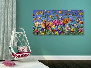 Obraz kolorowe kwiaty na łące