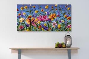 Obraz kolorowe kwiaty na łące