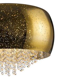 Złoty plafon glamour Vista okrągły z kryształkami crystal nad łóżko