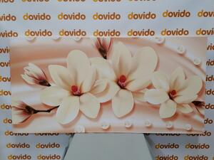 Obraz luksusowa magnolia z perłami