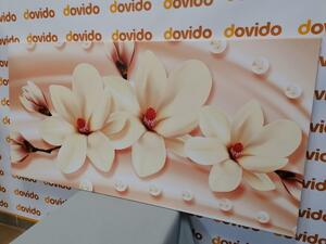 Obraz luksusowa magnolia z perłami