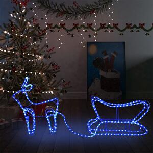 Świąteczna dekoracja zewnętrzna: renifer i sanie, 252 diody LED