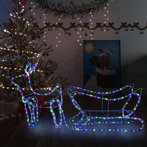 Świąteczna dekoracja zewnętrzna: renifer i sanie, 252 diody LED
