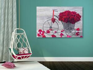 Obraz rower pełen róż