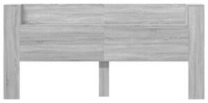 Zagłówek z półką i LED, szary dąb sonoma, 220x16,5x103,5 cm