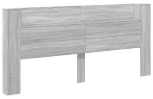 Zagłówek z półką i LED, szary dąb sonoma, 220x16,5x103,5 cm
