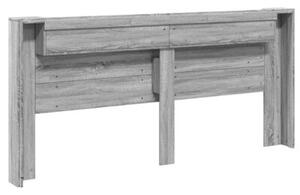 Zagłówek z półką i LED, szary dąb sonoma, 220x16,5x103,5 cm