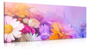 Obraz olejny przedstawiający kwiaty w żywych kolorach