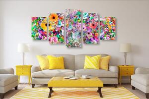 5-częściowy obraz jaskrawo kolorowe kwiaty