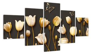 Obraz - Tulipany - abstrakcja (125x70 cm)