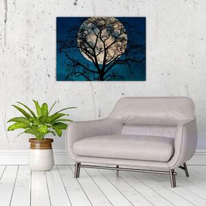 Obraz drzewa z pełnią księżyca (70x50 cm)