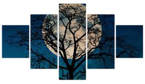 Obraz drzewa z pełnią księżyca (125x70 cm)