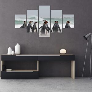 Obraz pingwinów nad oceanem (125x70 cm)