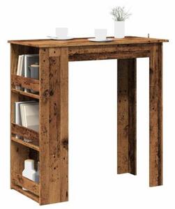 Stolik barowy ze schowkiem, stare drewno, 102x50x103,5 cm