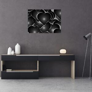 Obraz czarno - białych serc (70x50 cm)