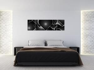 Obraz czarno - białych serc (170x50 cm)