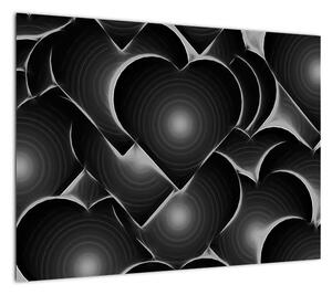 Obraz czarno - białych serc (70x50 cm)