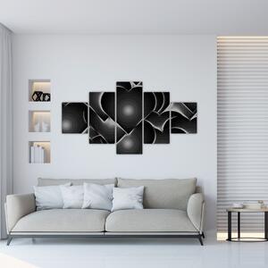 Obraz czarno - białych serc (125x70 cm)